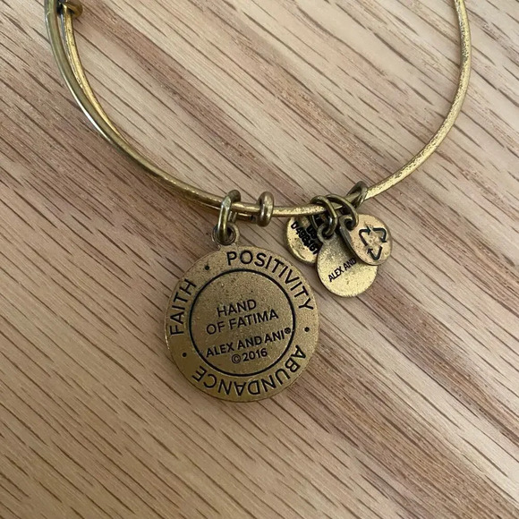 Alex and Ani Hamsa Hand of Fatima Charm Bangle Bracelet for Faith Positivity - Picture 2 of 3